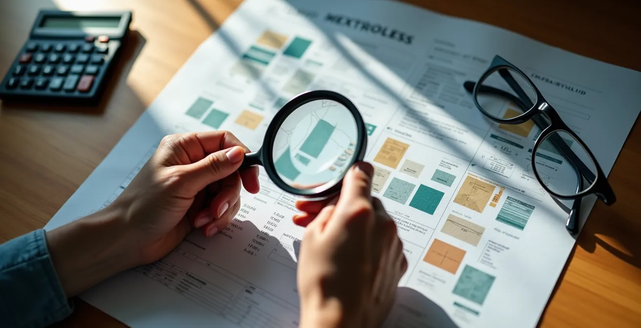 Personne âgée analysant méticuleusement un document avec une loupe dans un environnement calme